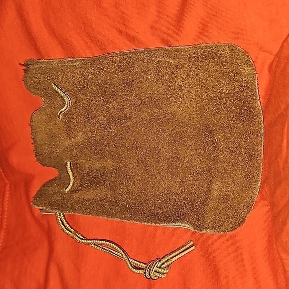 Suede Satchel Small Drawstring Pouch Nubuck Brown Bag - Picture 3 of 6